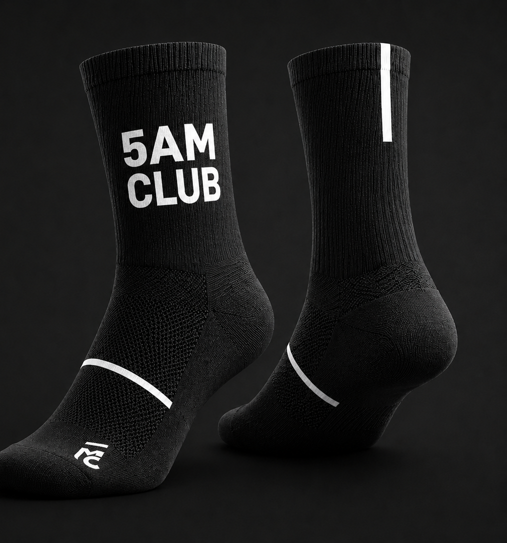 Meia Meioca 5AM Club — Preto com branco